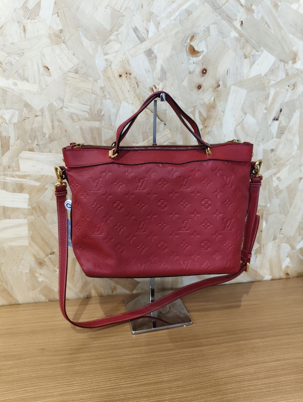 Louis Vuitton Red Monogram-Embossed Leather Shoulder Bag